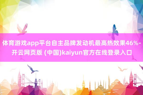 体育游戏app平台自主品牌发动机最高热效果46%-开云网页版 (中国)kaiyun官方在线登录入口