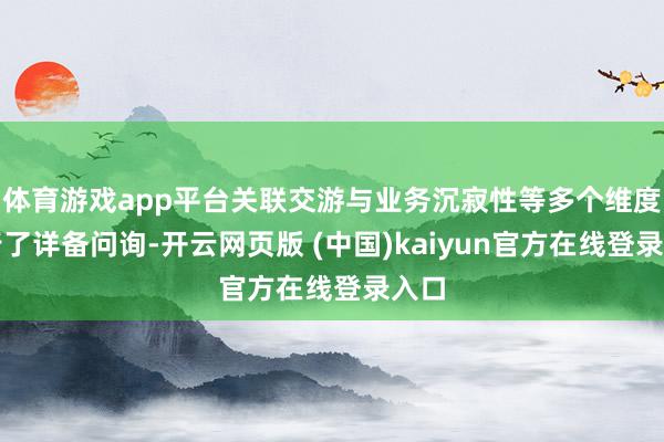 体育游戏app平台关联交游与业务沉寂性等多个维度进行了详备问询-开云网页版 (中国)kaiyun官方在线登录入口