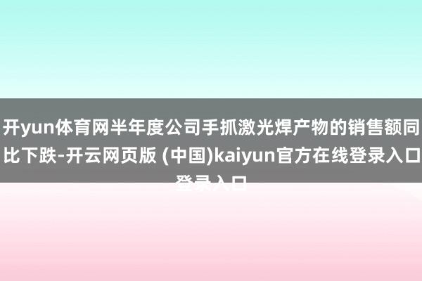 开yun体育网半年度公司手抓激光焊产物的销售额同比下跌-开云网页版 (中国)kaiyun官方在线登录入口