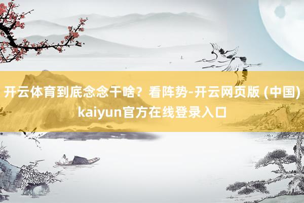 开云体育到底念念干啥？看阵势-开云网页版 (中国)kaiyun官方在线登录入口